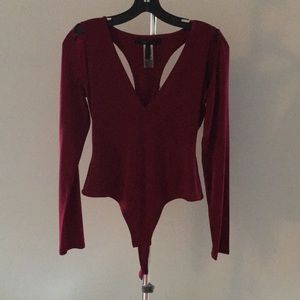 BCBG MAXAZRIA RED “HILDA” RAZOR BACK BODY SUIT